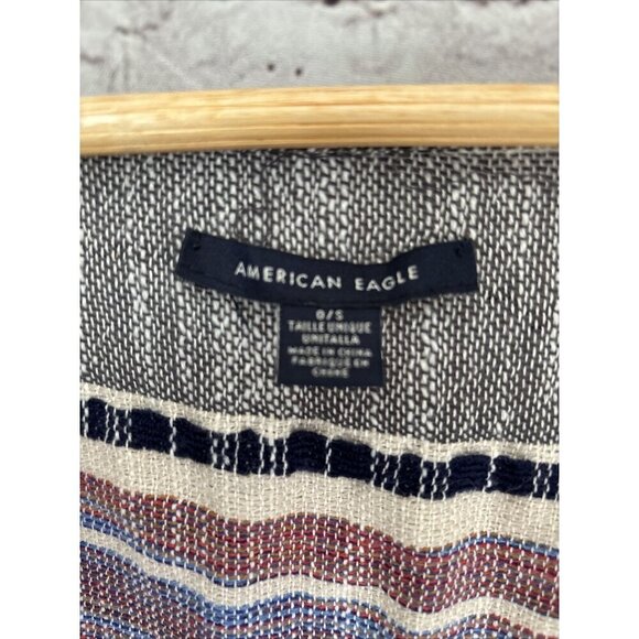 American Eagle Kimono Cover Up Open Front Caridgan Longline Boho Fringe One Size - Picture 2 of 7